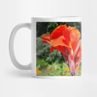 Red Canna Lilly Flower in Summer Garden Mug